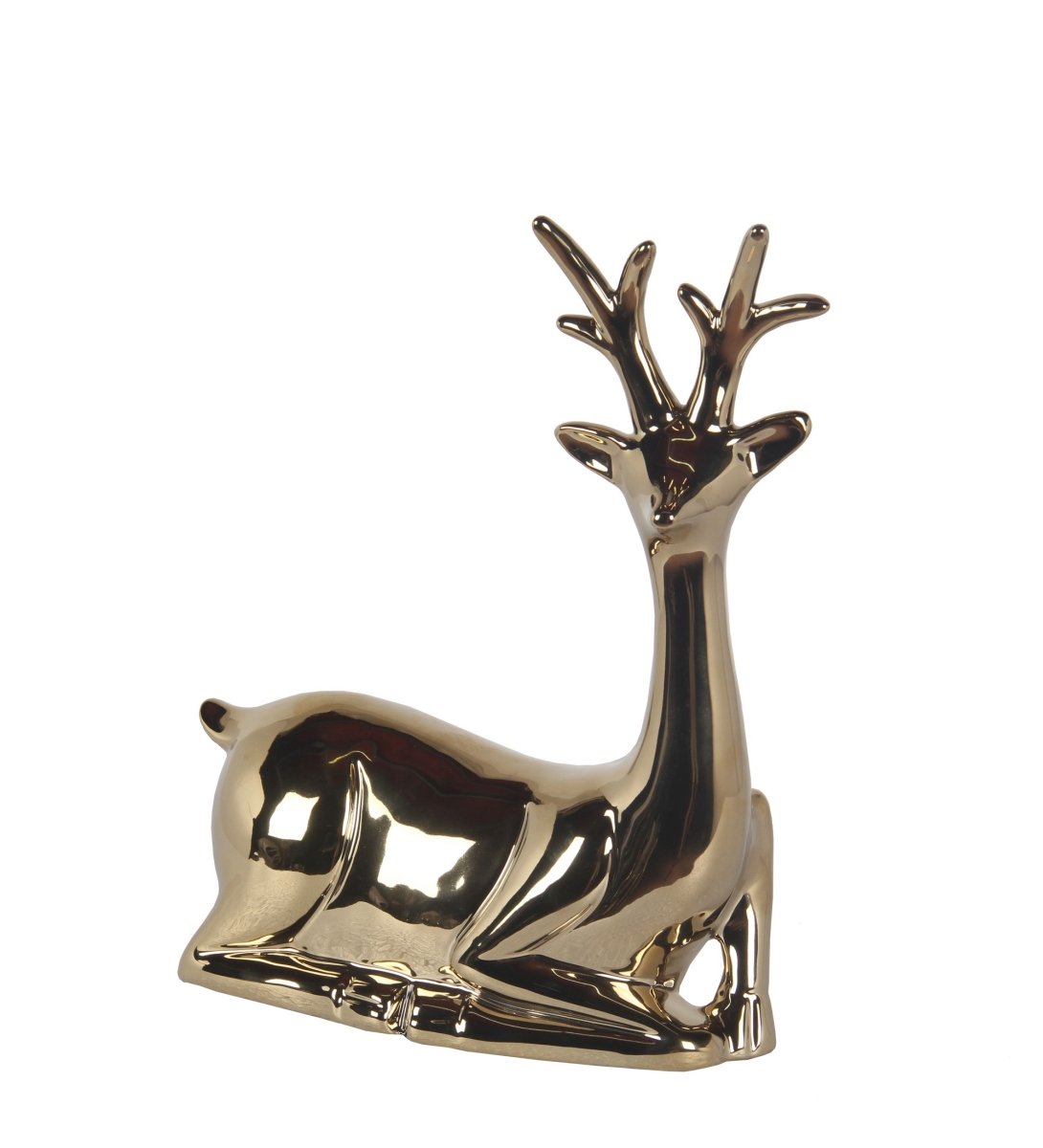 26066 8.5 X 4 X 9.5 In. Metallic Gold Ceramic Deer Figurine - Small