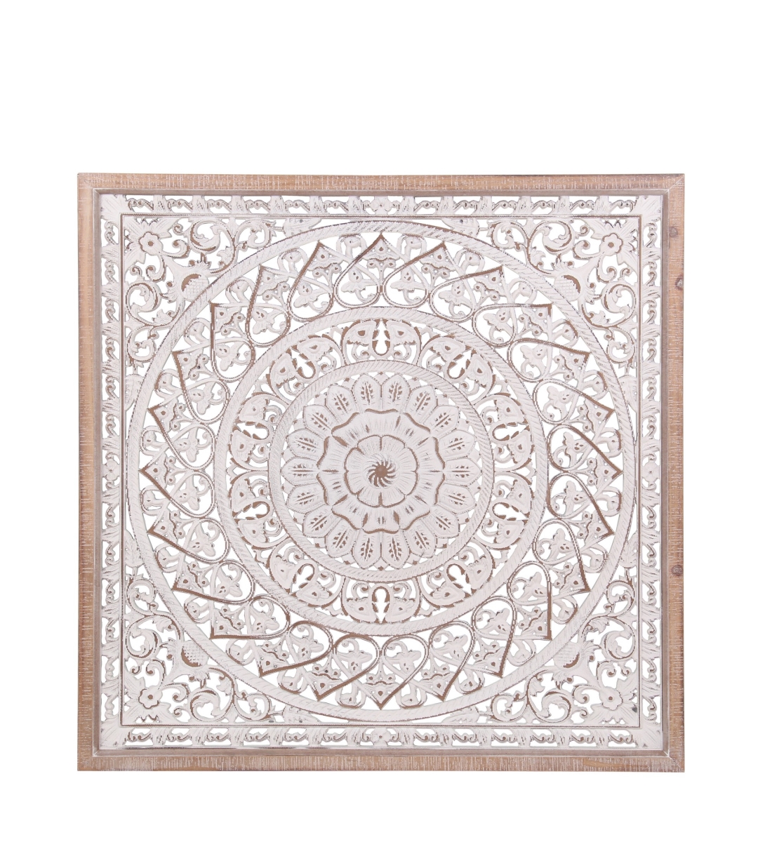 30150 33 X 1.5 X 33 In. Carved Wood Wall Decor, Off-white