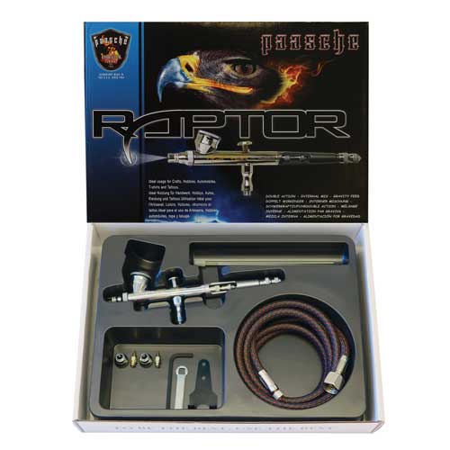 Rg-3s Raptor Gravity Double Action Feed Airbrush Set