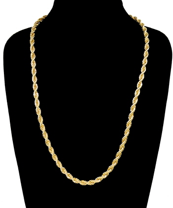 6 Mm & 24 In. 14k Gold Plated Rope Chain Necklace