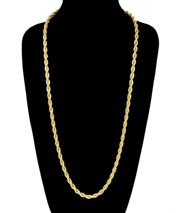 6 Mm & 30 In. 14k Gold Plated Rope Chain Necklace