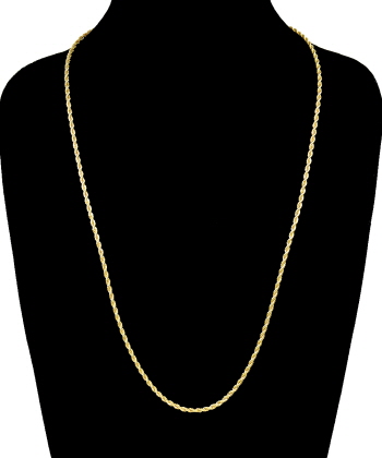 2.4 Mm & 24 In. 14k Gold Plated Rope Chain Necklace