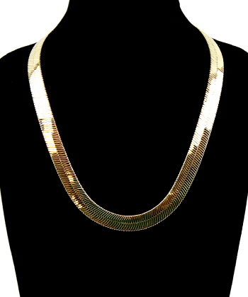 11 Mm & 20 In. 14k Gold Plated Herringbone Chain Necklace