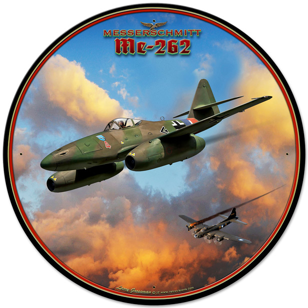 14 In. Me-262 Jet Round Metal Sign