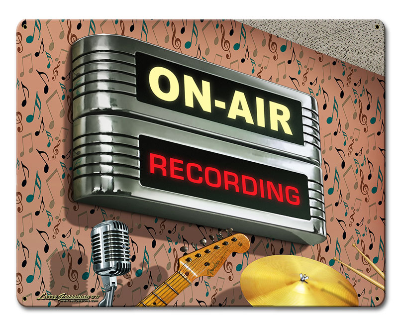 Lg834 12 X 15 In. On Air Recording Satin Metal Sign