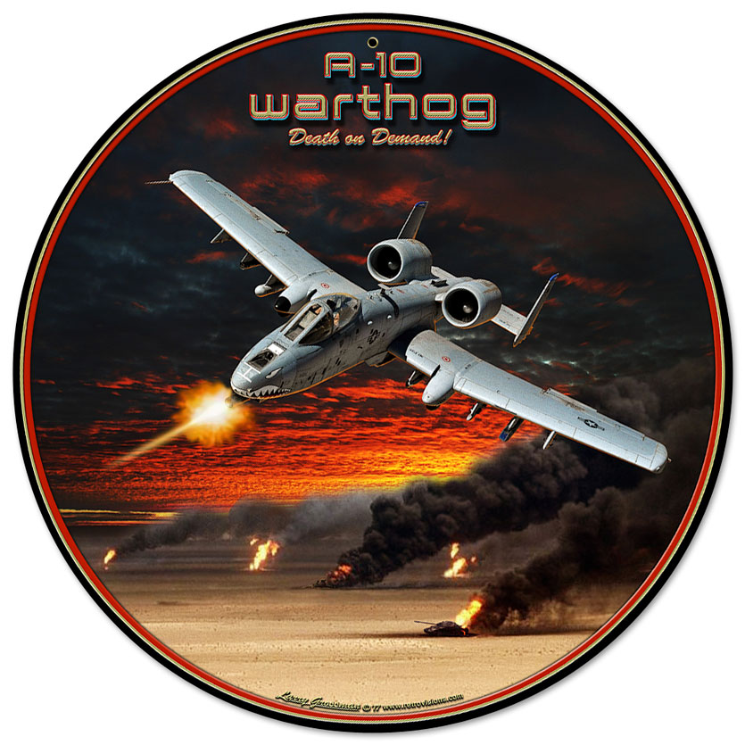 Lg841 14 In. A-10 Warthog Round Metal Sign