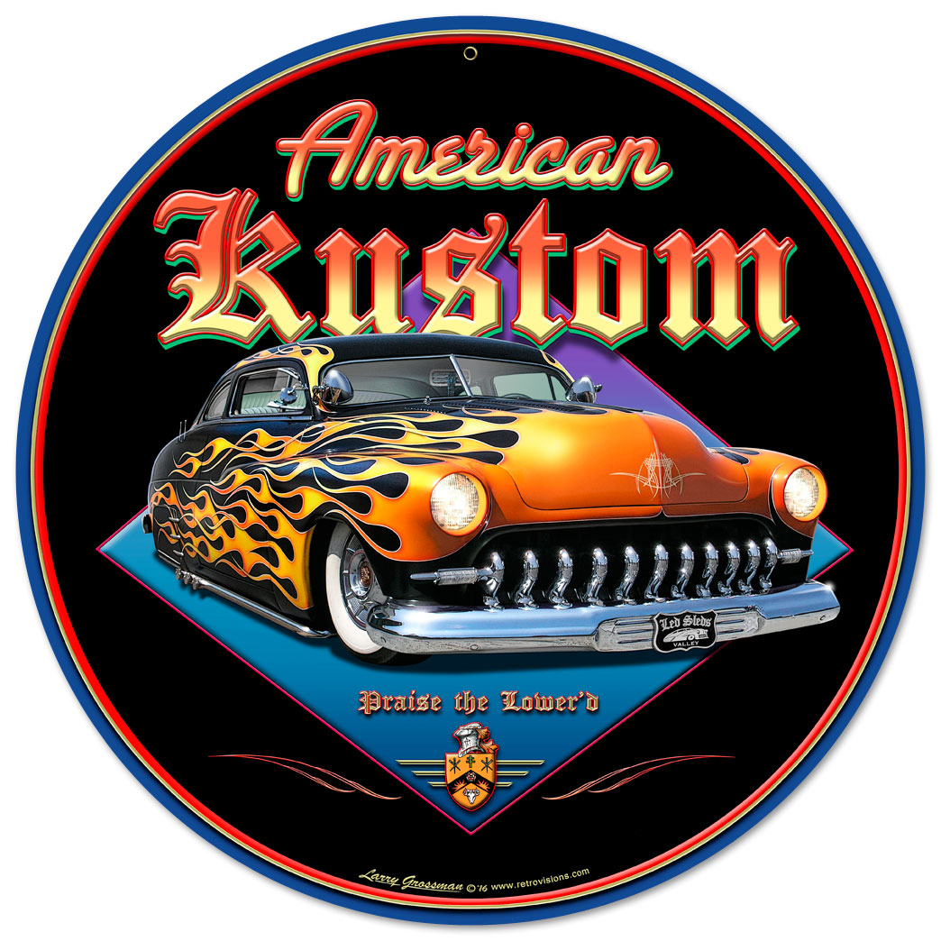Larry Grossman Signs Lg679 14 In. American Kustom Round Metal Sign