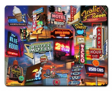 Larry Grossman Signs Lg712 12 X 15 In. Neon Sign Collage Satin Metal Sign