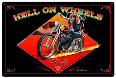 Larry Grossman Signs Lg738 24 X 36 In. Hell On Wheels Satin Metal Sign