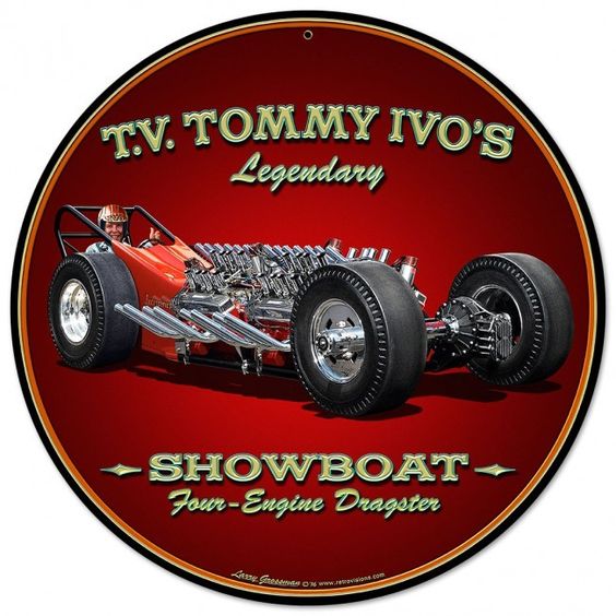 Larry Grossman Signs Lg751 14 In. Tommy Ivo Dragster Round Metal Sign