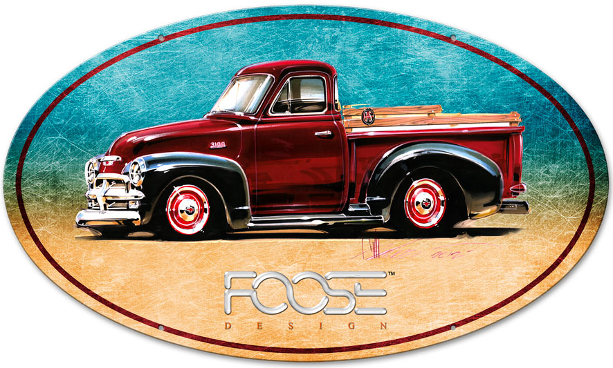 Cfos041 40 X 25 In. 54 Red Truck Oval Metal Sign