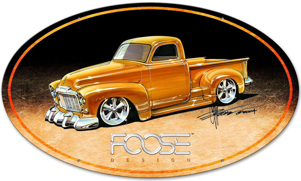 Cfos045 40 X 25 In. 52 Yellow Truck Oval Metal Sign