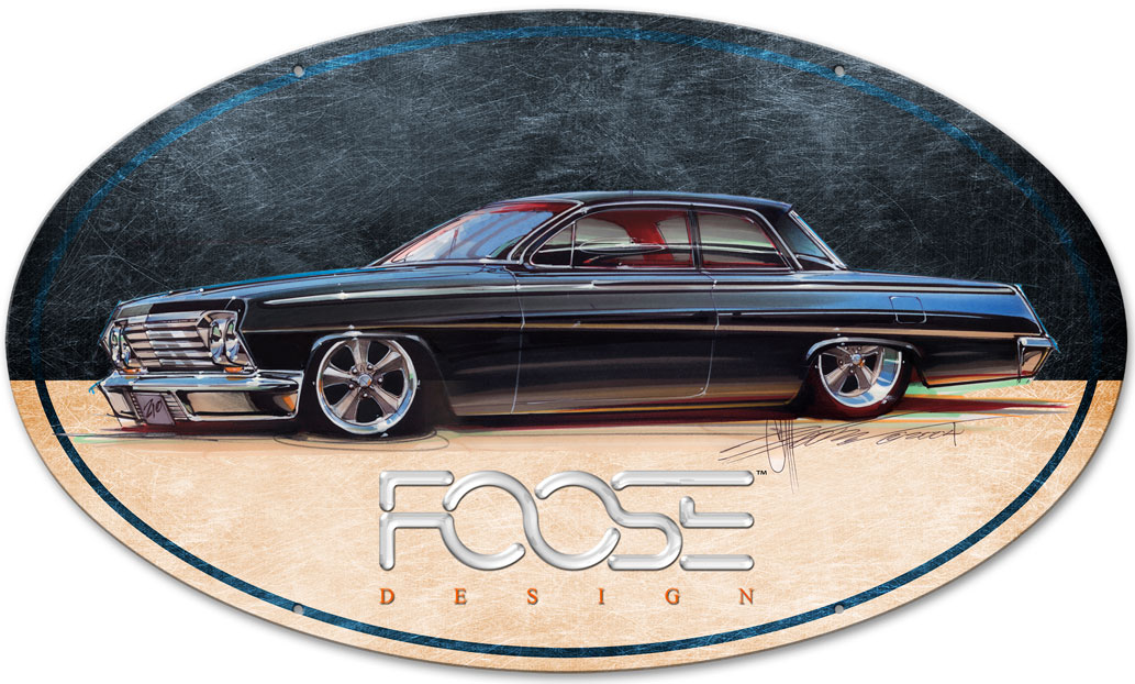 Cfso048 40 X 25 In. 62 Black Low Riding Car Oval Metal Sign