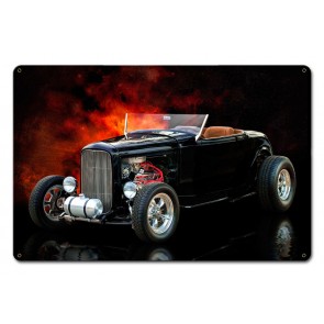 Rrs003 14 In. High Boy Roadster Satin Metal Sign