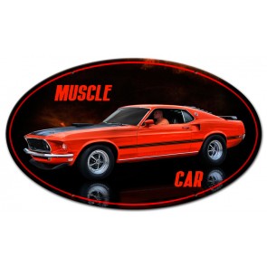 Rrs008 14 In. Muscle Car Oval Metal Sign