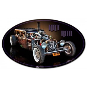 Rrs011 12 X 18 In. Montana Rat Rod Oval Metal Sign