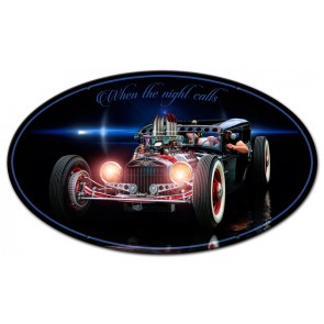 Rrs019 12 X 18 In. When The Night Calls Oval Metal Sign