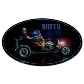 Rrs024 24 X 14 In. Ratty Rat Rod Oval Metal Sign
