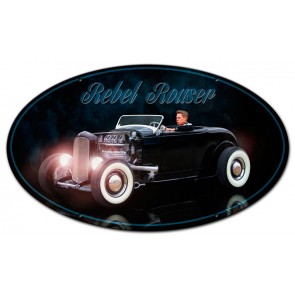 Rrs026 14 X 16 In. Rebel Rouser Oval Shape Oval Metal Sign