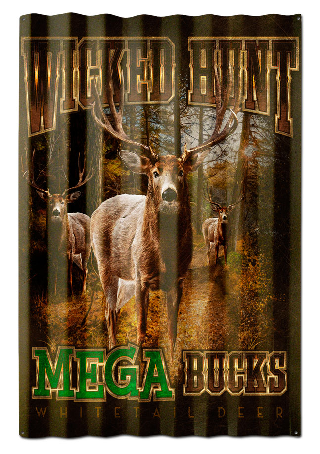 Erazorbits Era078 16 X 24 In. Deers Mega Bucks Corrugated Metal Sign