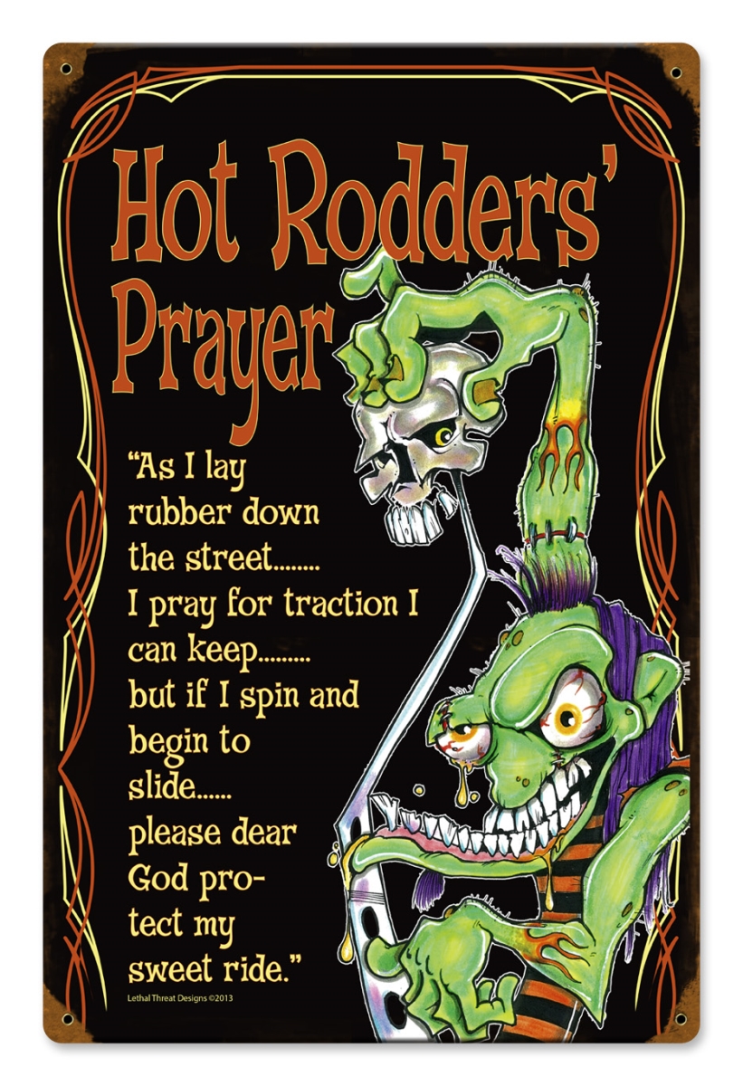 Leth138 12 X 18 In. Hot Rod Prayer Vintage Metal Sign