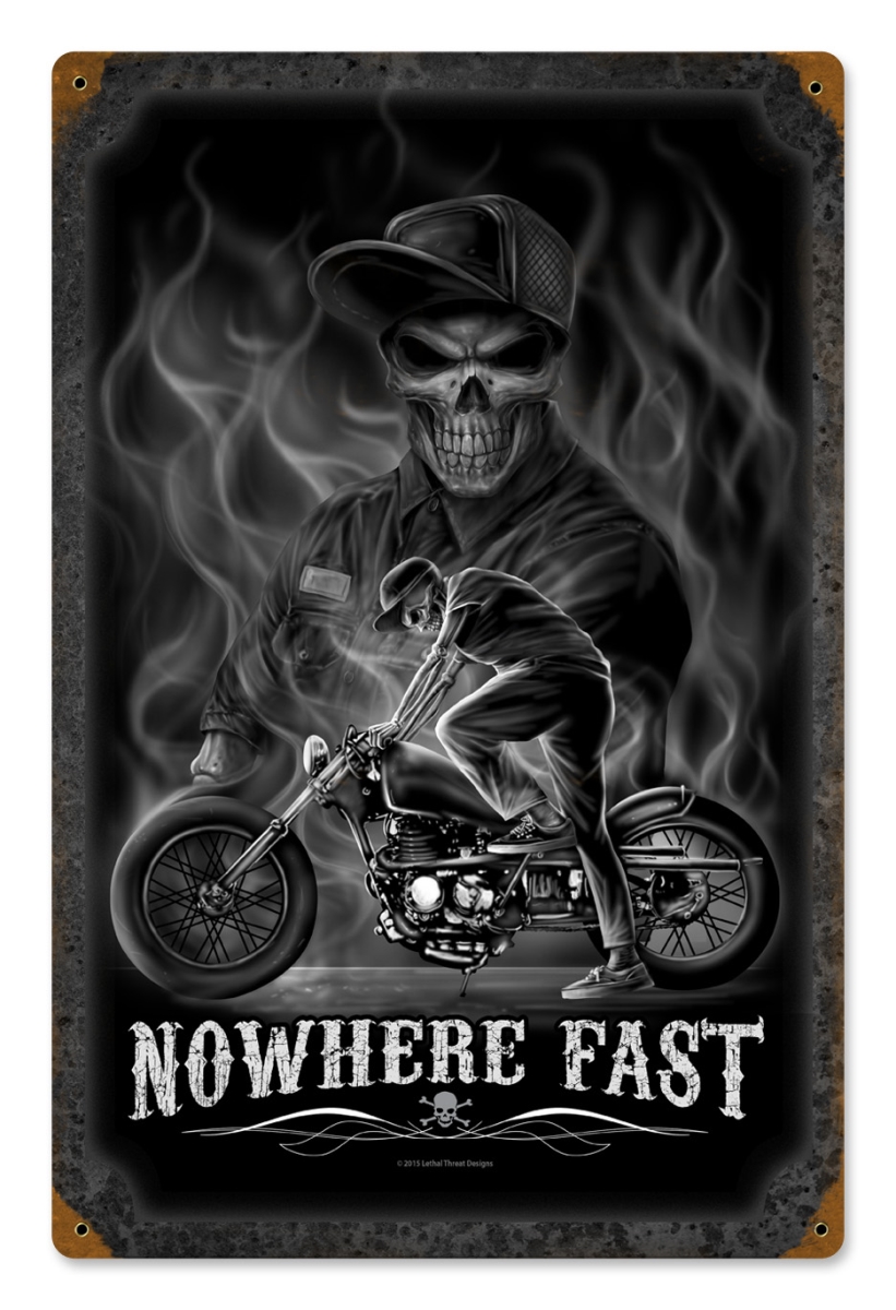 Leth140 12 X 18 In. Nowhere Fast Metal Sign