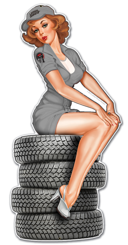 24 X 12 In. Tire Babe Plasma Metal Sign