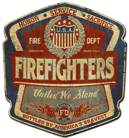 Era060 15 X 16 In. Firefighters United Plasma Metal Sign