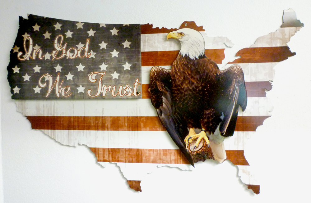 3-d In God We Trust Usa Sign - 35 X 21 In.