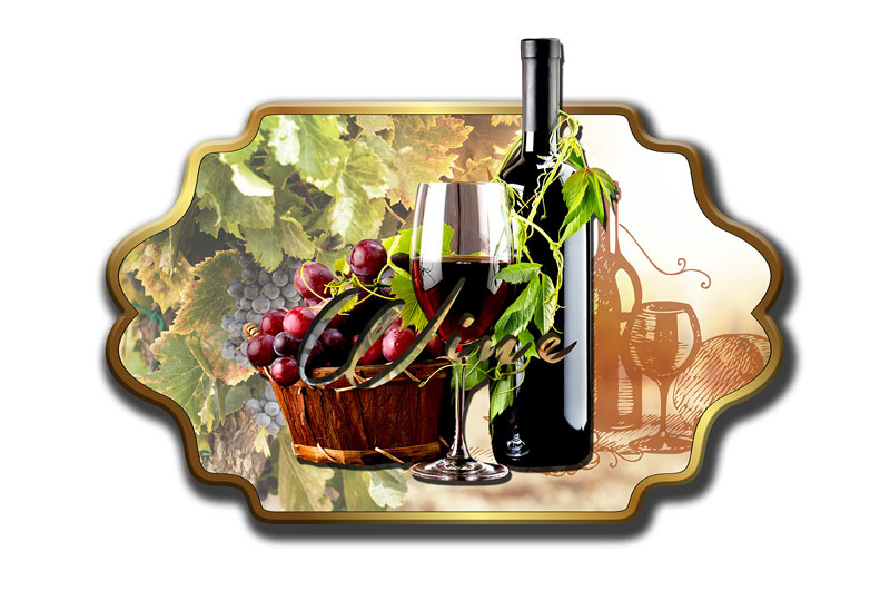 3-d Wine & Grapes Sign - 24 X 12 In.