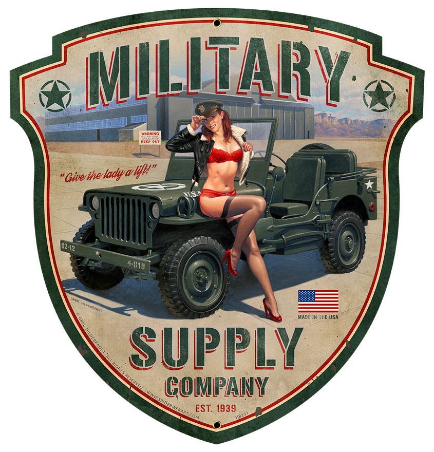 Hb231 Military Supply Shield Plasma Metal Sign - 15 X 16 In.