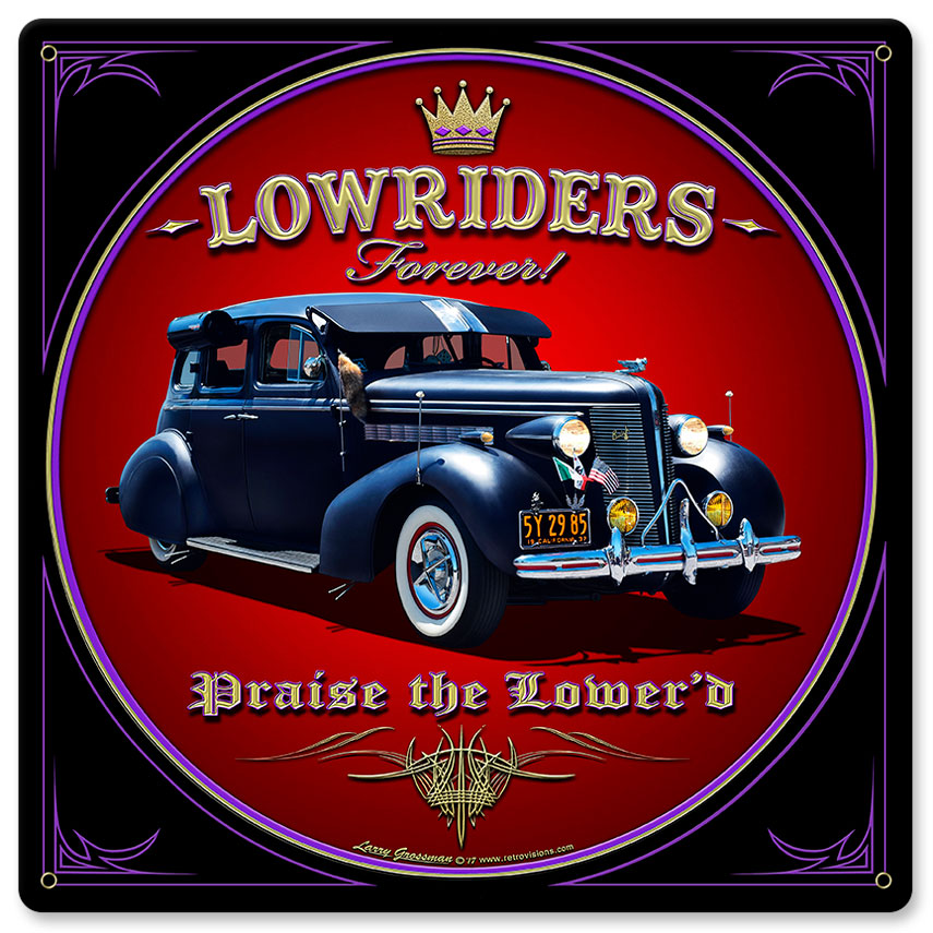Lg903 Lowriders Forever Satin Metal Sign - 12 X 12 In.