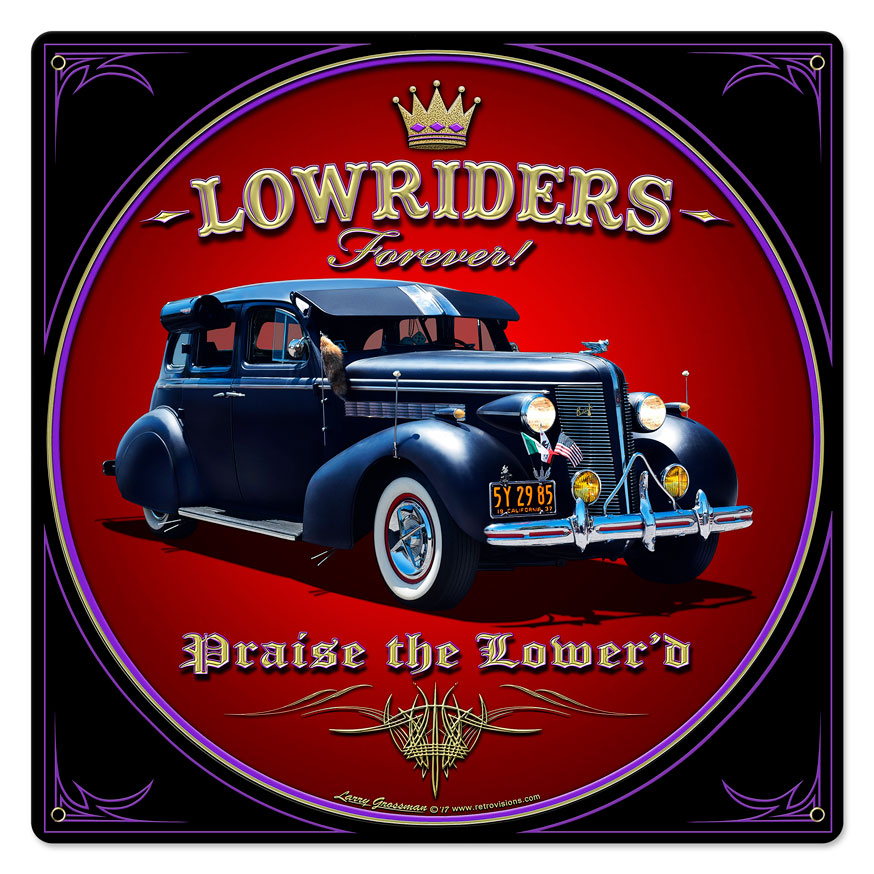 Lg904 Lowriders Forever Satin Metal Sign - 24 X 24 In.