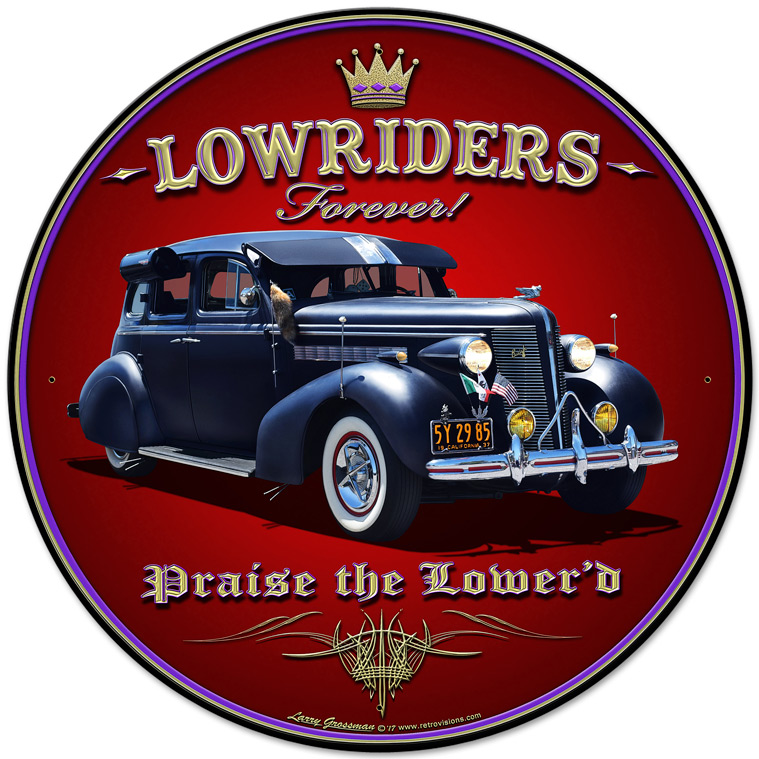 Lg907 Lowriders Forever Round Metal Sign - 28 X 28 In.