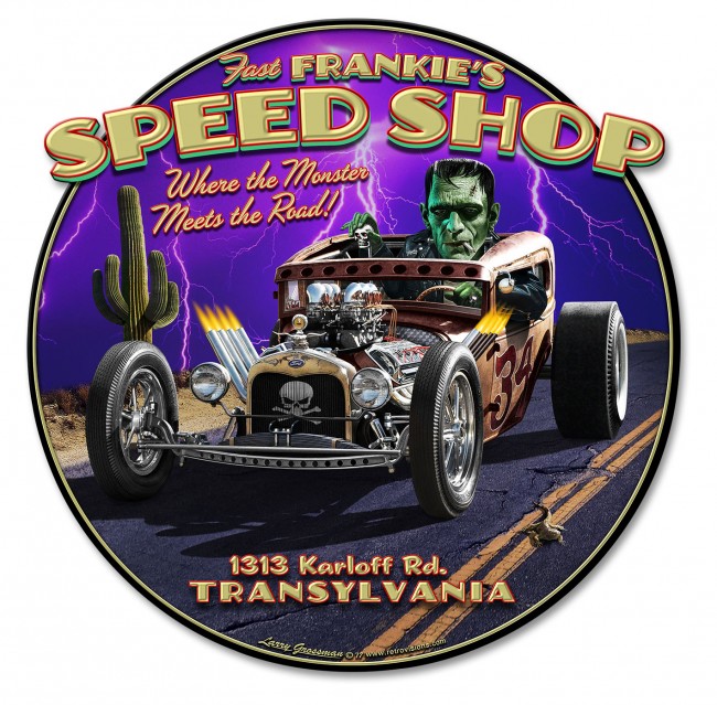 Lg952 Frankies Speed Shop Plasma Metal Sign - 17 X 17 In.