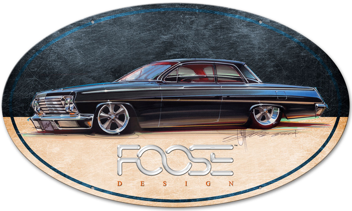 Cfos048 62 Black Low Riding Car Oval Metal Sign - 40 X 25 In.
