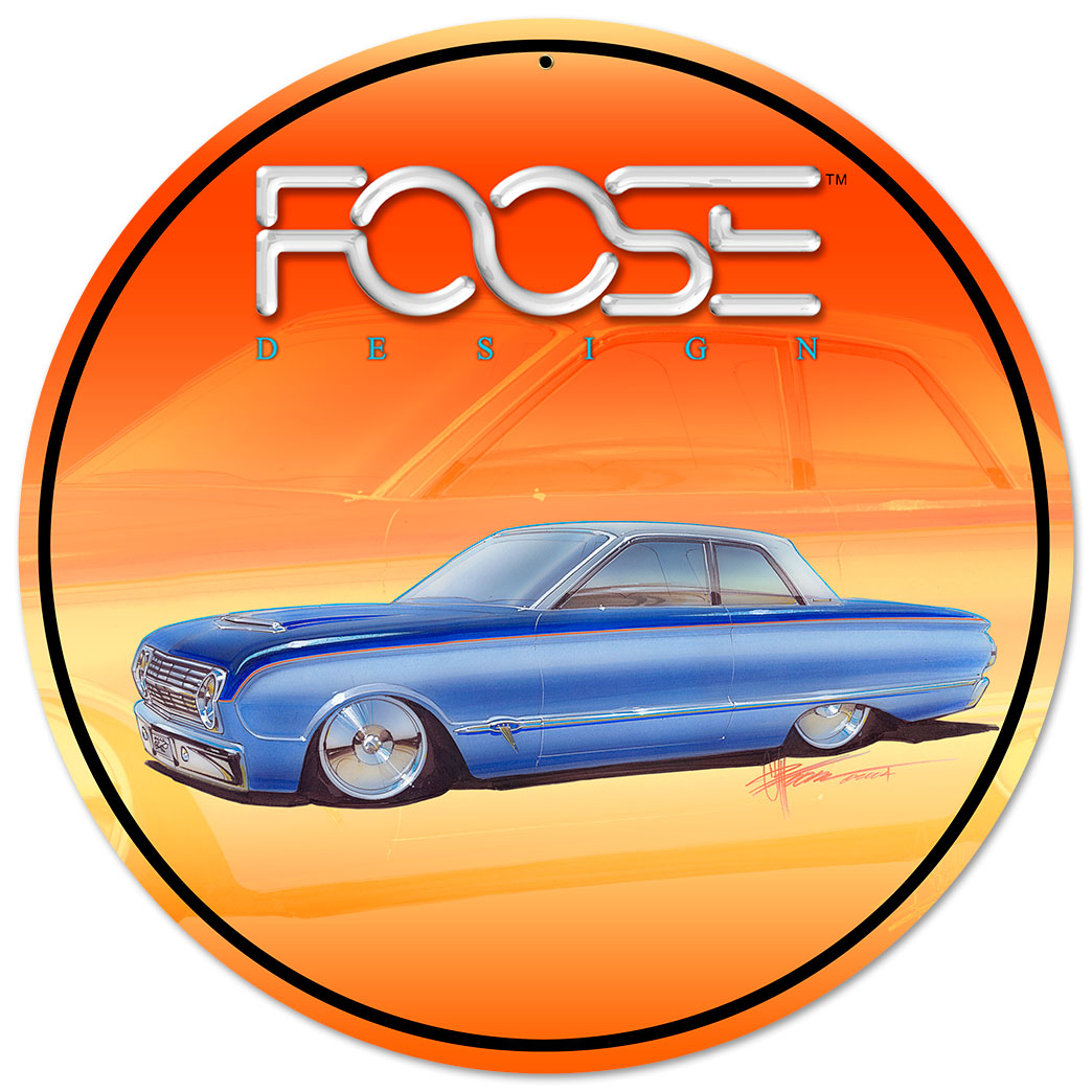 Cfos066 63 Two Tone Blue Car Round Metal Sign - 14 X 14 In.