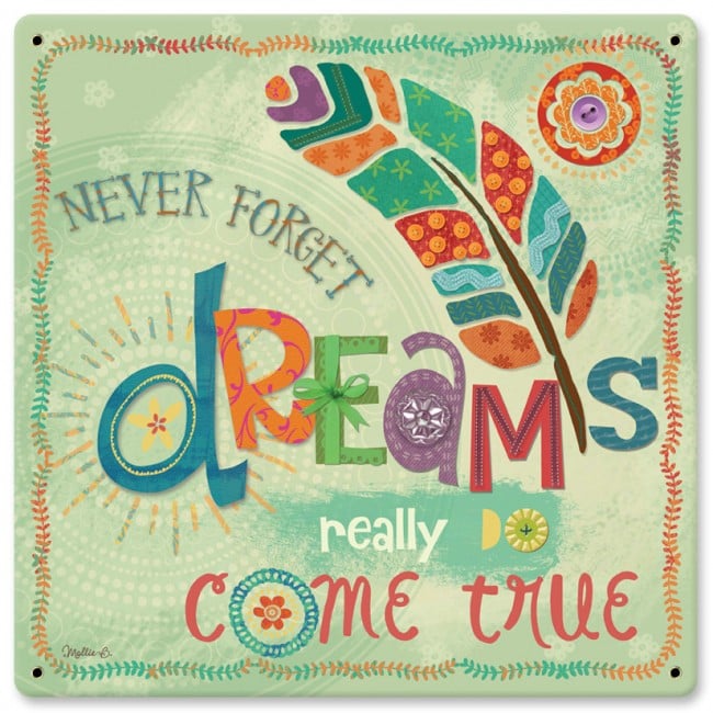 Lane086 Never Forget Dreams Satin Metal Sign - 12 X 12 In.
