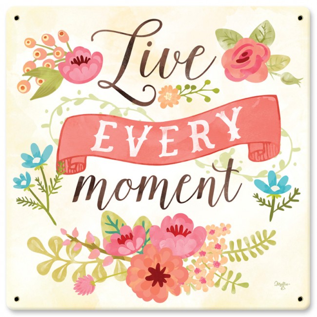 Lane088 Live Every Moment Satin Metal Sign - 12 X 12 In.
