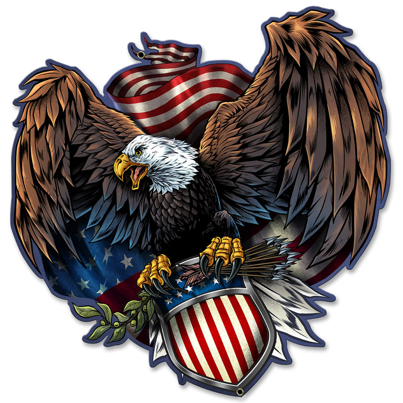 Fly026 Army Eagle Plasma Metal Sign - 18 X 18 In.