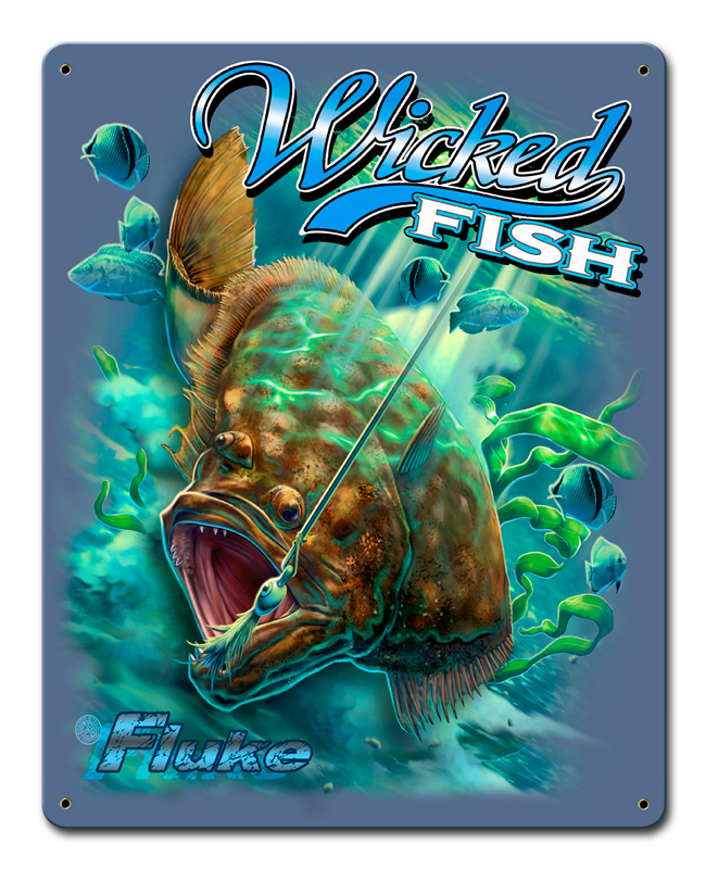 Era010 Fluke Wicked Fishing Sign - 12 X 15 In.