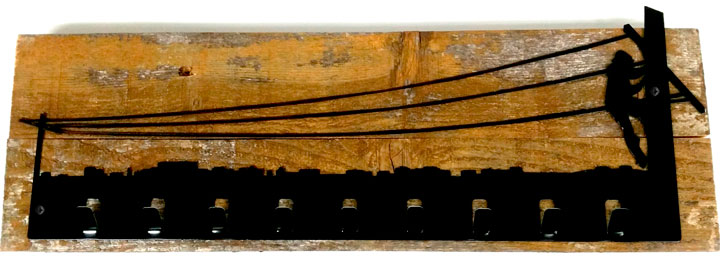 Lineman Keyholder Wood Background Sign - 22 X 6 In.