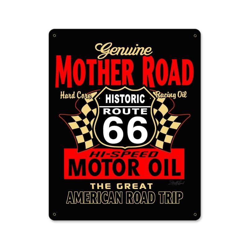 Sm313 Mother Road Motor Oil Metal Shape Sign - 12 X 15 In.