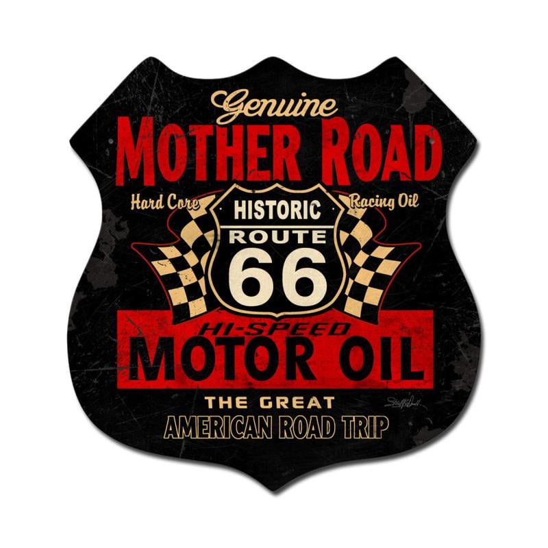 Sm314 Mother Road Oil Shield Metal Sign - 15 X 15 In.