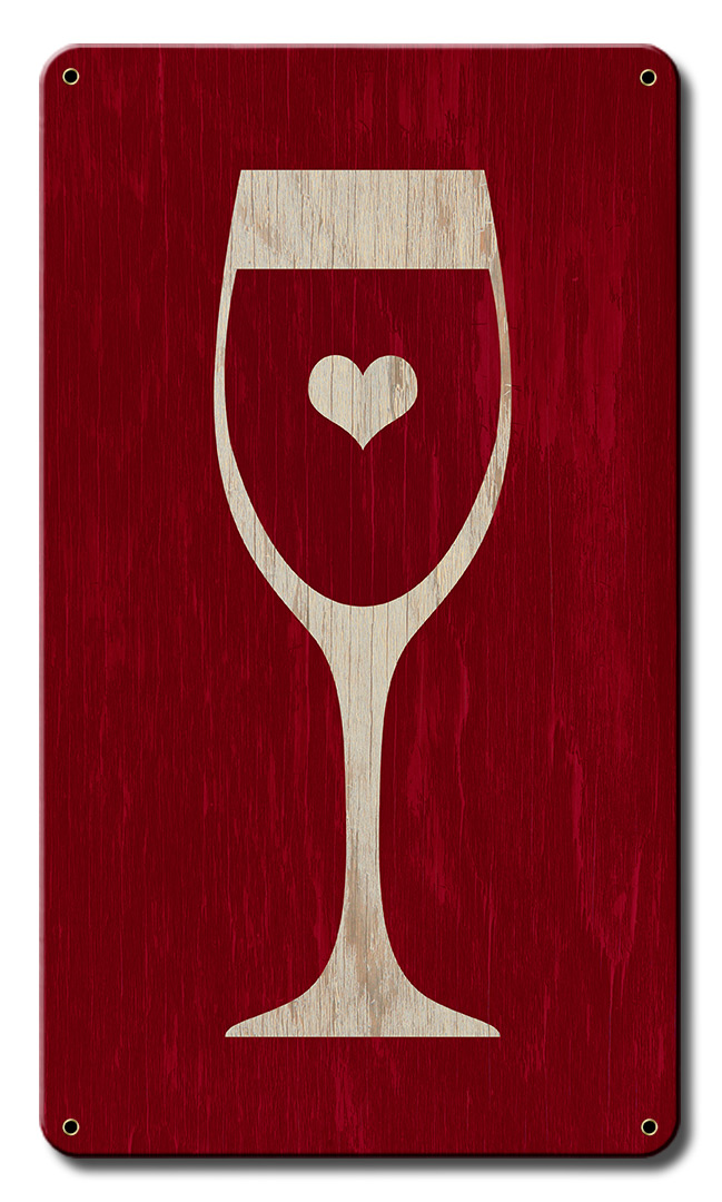 Red Wine Metal Sign - 8 X 14 In.