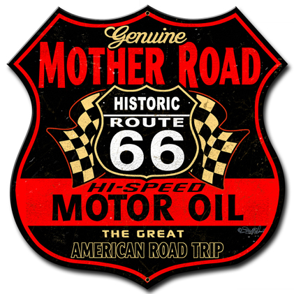 14 X 14 In. Route 66 The Mother Road Plasma Metal Sign