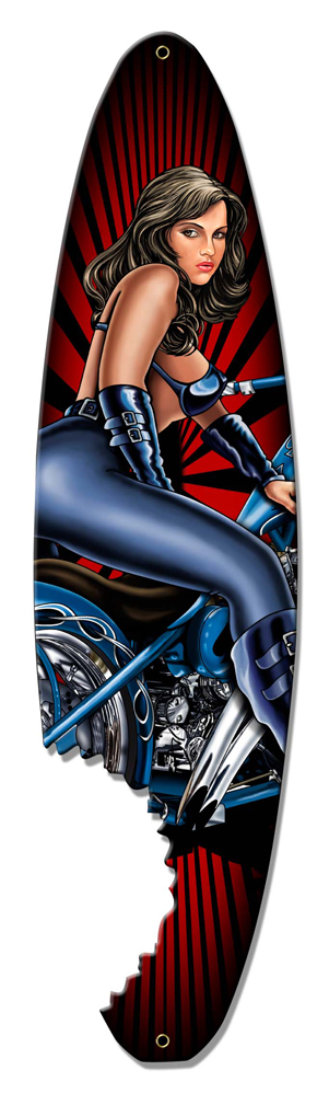 30 X 8 In. Pin Up Surfboard Plasma Metal Sign