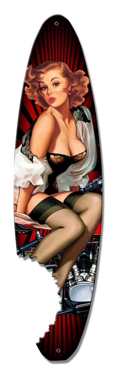 5 X 18 In. Pin Up Surfboard Plasma Metal Sign