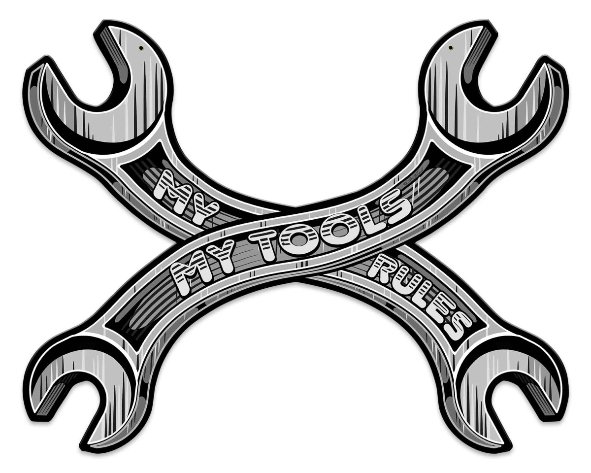 Sm554 24 X 19 In. My Tools My Rules Wrench Plasma Metal Sign