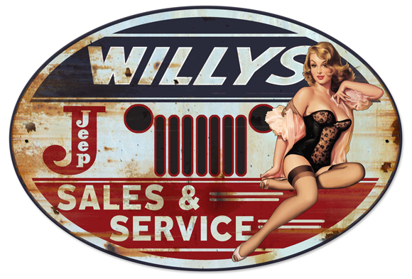 Sm568 30 X 20 In. Willys Sales & Service Plasma Metal Sign